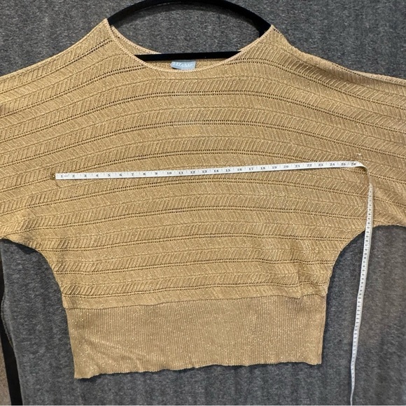 Metalic Gold Glitter formal evening holiday Batwing open knit sweater plus 4X - Picture 11 of 13